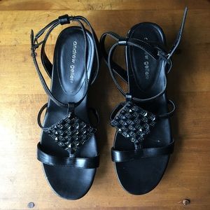 Cute black wedges with silver accent